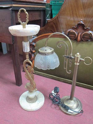 Lot 1540 - Brushed Brass Corner Lamp with curved neck and...