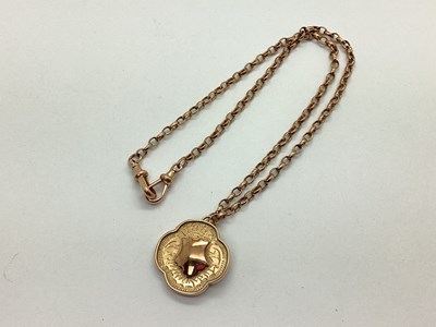 Lot 92 - A 9ct Rose Gold Medallion Style Pendant,...