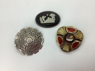 Lot 165 - Wedgwood; A Black Jasperware Cameo Brooch, of...