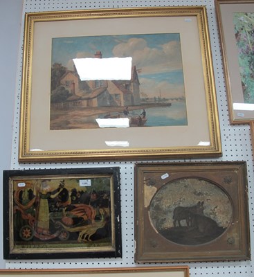 Lot 1588 - XIX CENTURY UNSIGNED WATERCOLOUR, Riverside...