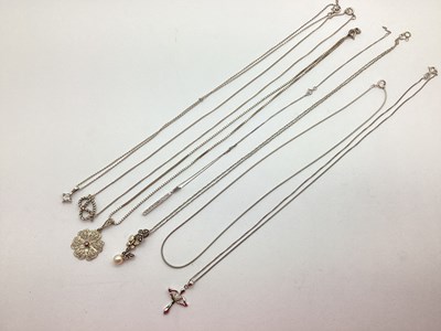Lot 187 - A Stone Set Pendant Necklace Stamped "9ct",...