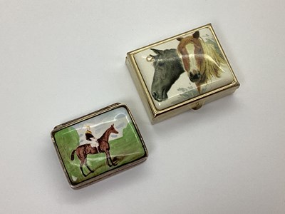 Lot 3 - A Rectangular Shape Hinged Lid Enamel Pill Box,...