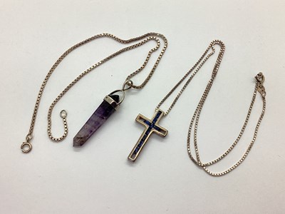 Lot 152 - A Blue John Point Pendant, with applied...