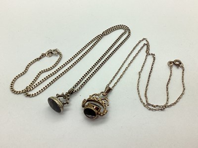Lot 160 - A Blue John Inset Swivel Fob Pendant, with...