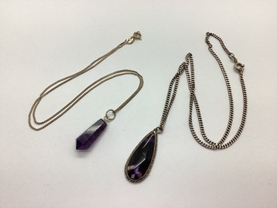 Lot 155 - A Blue John Teardrop Pendant, stamped "Sil",...