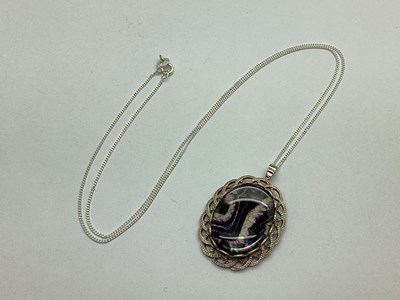 Lot 140 - A Hallmarked Silver Blue John Pendant, (under...