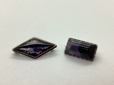 Lot 113 - A Vintage Blue John Lozenge Shape Brooch,...