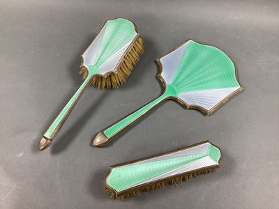 Lot 41 - A Matched Hallmarked Silver and Enamel Three...