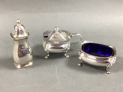 Lot 49 - A Matched Hallmarked Silver Three Piece Cruet...
