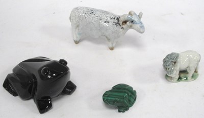 Lot 1361 - Malachite Frog 4.5cm long 1.8cm high, larger...