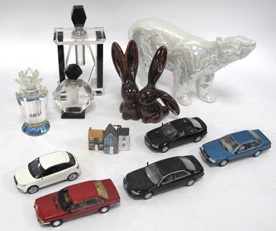 Lot 1349 - Perfume Bottles, two black and clear glass Art...