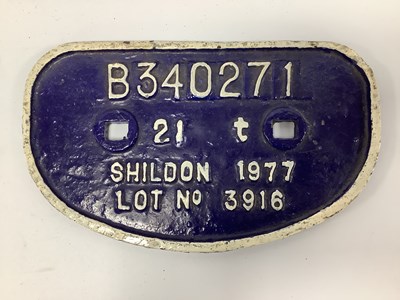 Lot 308 - Railwayana - A Cast Iron Wagon Plate - B340271,...