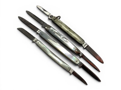 Lot 338 - Two Blade Folding Pocket Knives, mother of...