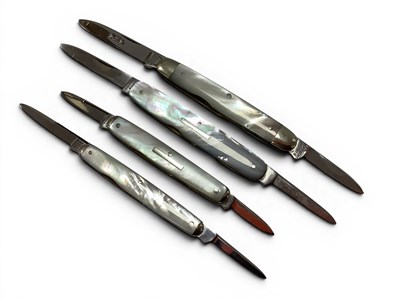 Lot 322 - Two Blade Folding Pocket Knives, mother of...