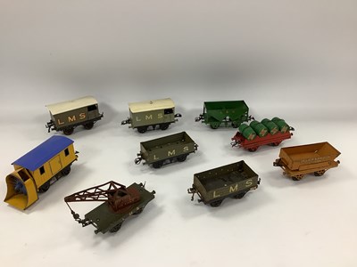 Lot 614 - Nine Pre-War Hornby 'O' Gauge Four Wheel...