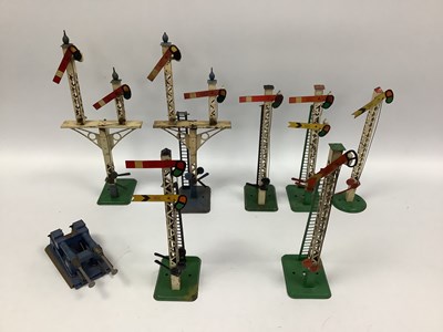 Lot 408 - Seven Pre-War Hornby 'O' Gauge Signals,...