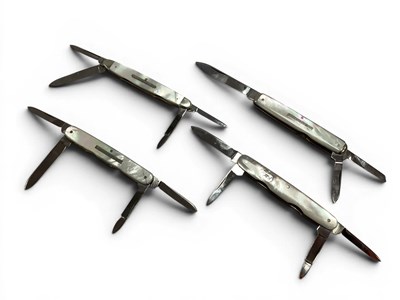 Lot 307 - Four Multi Blade Folding Pocket Knives, mother...