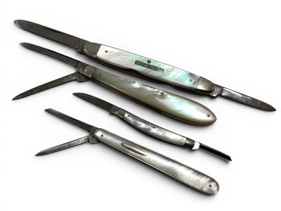 Lot 351 - Two Blade Folding Pocket Knives, mother of...