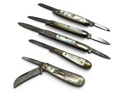 Lot 311 - Two Blade Folding Pocket Knives, mother of...