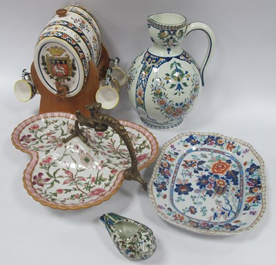 Lot 1278 - French Faience Pottery Barrel and Six Tots, on...