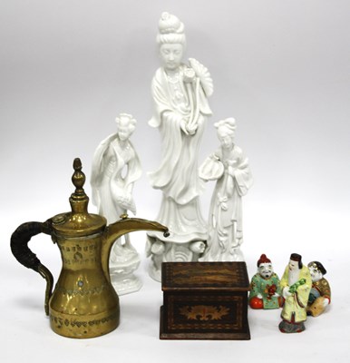 Lot 1405 - Oriental - Blanc De Chine Figurines (x 3), the...
