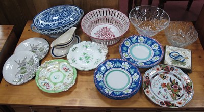 Lot 1024 - Spanish and Italian Floral Pottery, Blue and...