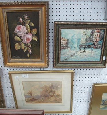 Lot 1576 - Burnett, Parisian Street Scene, oil on board,...