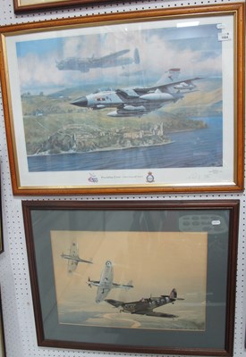 Lot 1554 - Eric H Day, Spitfires, watercolour, signed...