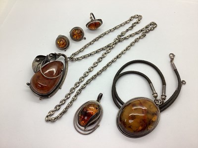 Lot 179 - A Large Amber Pendant, (converted from a...