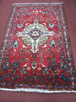 Lot 1633 - Middle Eastern Wool Rug, decorated with birds,...