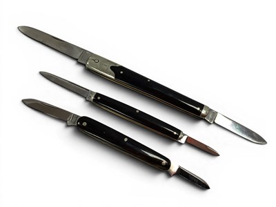 Lot 323 - Three Multi Blade Folding Penknives, horn...