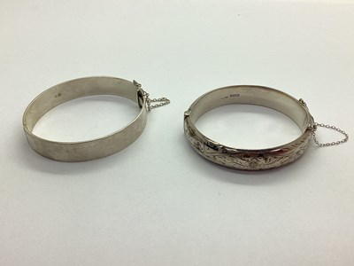 Lot 167 - A Hallmarked Silver Hinged Bangle, of plain...