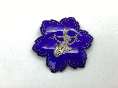 Lot 106 - Siam Blue Enamel Brooch, stamped "Sterling", 4....