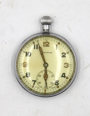 Lot 598 - WWII British Military Pocket Watch by Helvetia,...