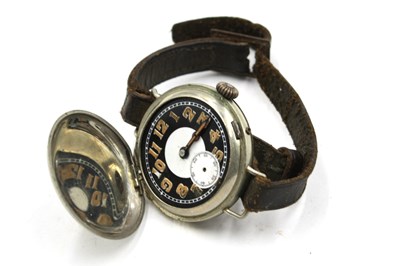Lot 585 - WWI British Trench Style Wrist Watch and Strap,...