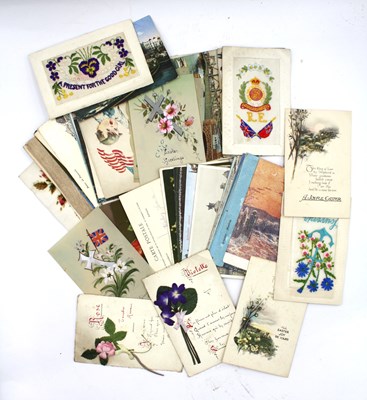 Lot 614 - WWI Postcards, some silk, military, patriotic...