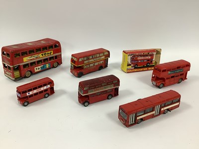 Lot 470 - Six Diecast, Plastic and Tinplate Model Buses...