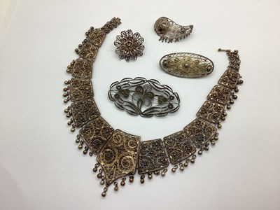 Lot 202 - A Decorative Filigree Statement Panel Necklace,...