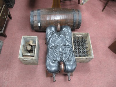 Lot 1647 - A Wooden Barrel Cask (L76xD33cm), camel saddle...