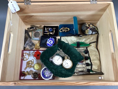 Lot 231 - Vintage Cased Manicure Set, pocket watches,...