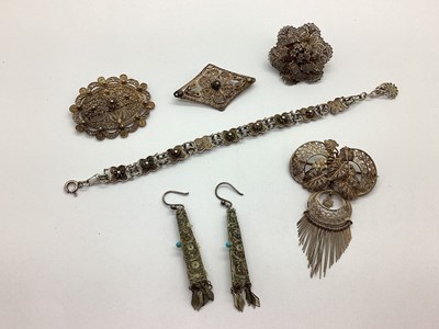 Lot 171 - A Pair of Unusual Filigree Drop Earrings, of...
