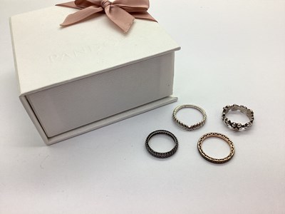 Lot 158 - Pandora; Four Assorted Dress Rings, consisting...