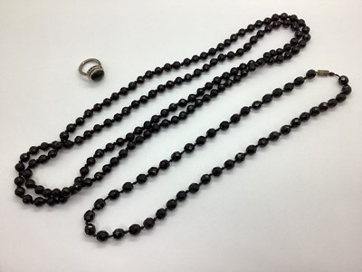 Lot 196 - Vintage French Jet Type Bead Necklaces,...