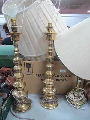 Lot 1160 - Brass Folding Spark Guard, brass stand, pair...