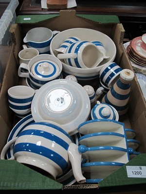 Lot 1200 - Large Quantity of Blue & White Striped Cornish-...