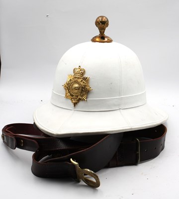 Lot 503 - Royal Marines Full Dress Pith Helmet, liner...