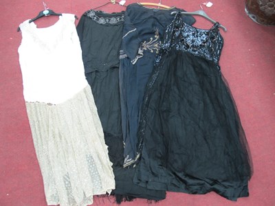 Lot 1308 - A c.1920's Black Silk Flapper Style Dress,...