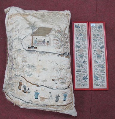 Lot 1220 - An Early XX Century Chinese Silk Pillow Panel,...
