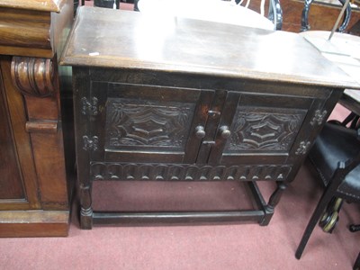 Lot 1495 - XX Century Oak Side Cabinet, the top with a...