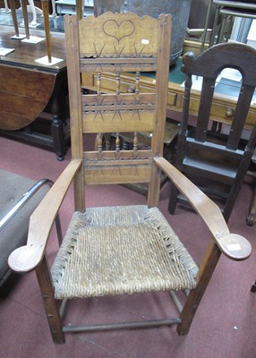 Lot 1477 - XIX Century Continental Rush Seated Armchair,...